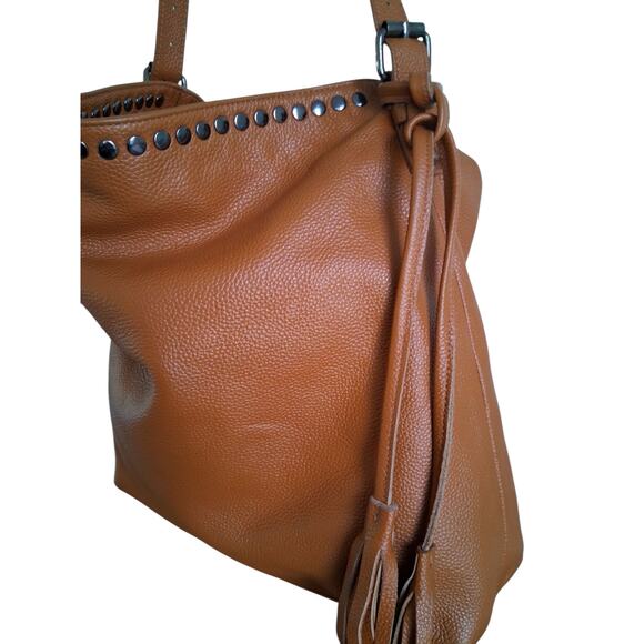 Laggo Womens Large Pebbled Leather Slouchy Studded Boho Hobo Classy Shoulder Bag - Picture 3 of 12